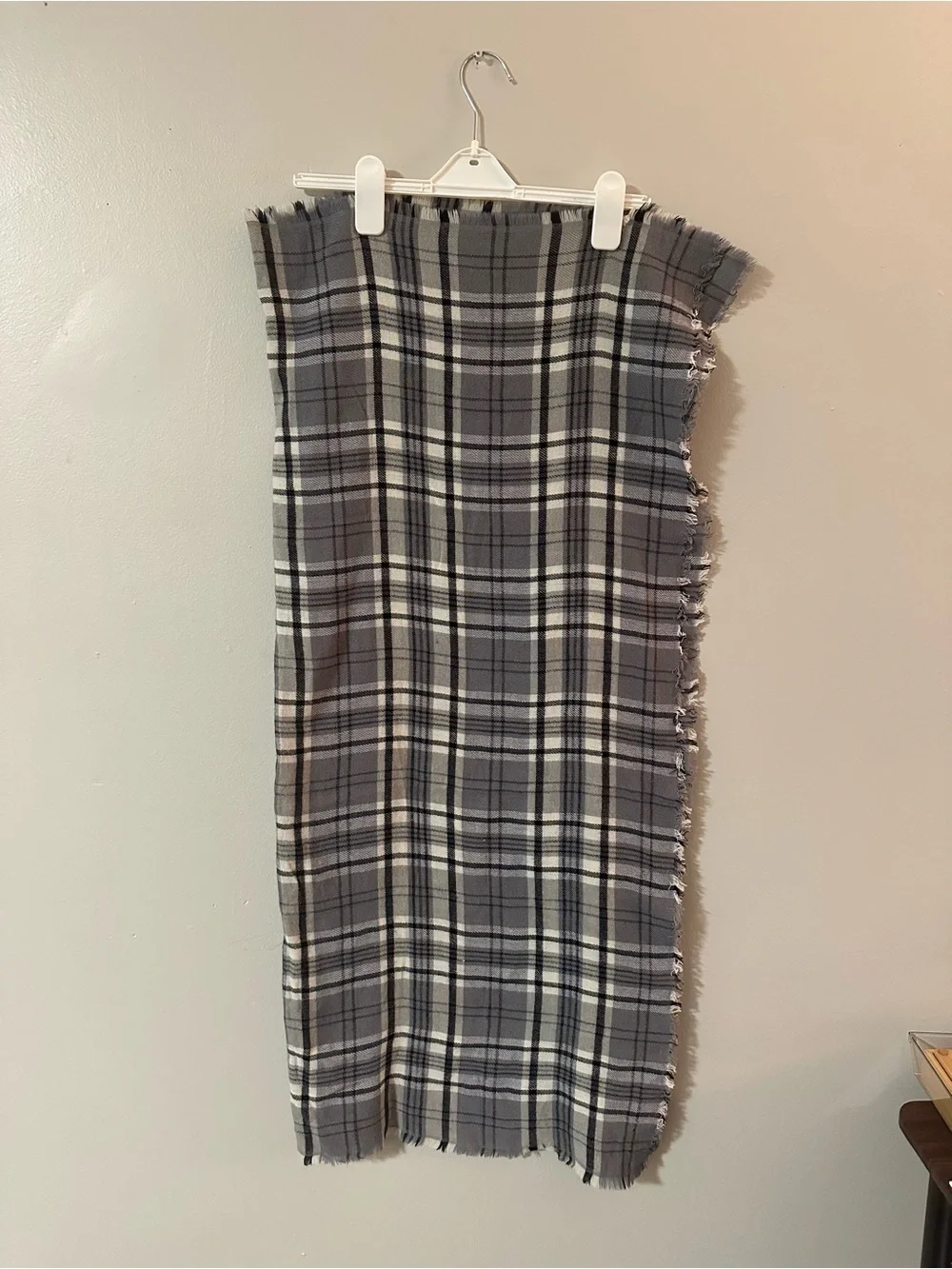 All Saints Black and Gray Plaid Men's Scarf